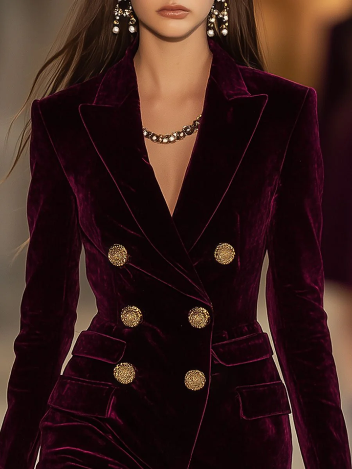 Agnès Paris | ROBE BLAZER EN VELOURS À BOUTONS DORÉS
