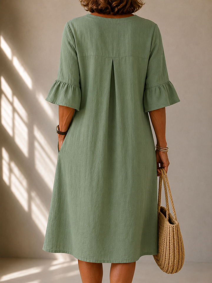 Agnès Paris | Robe Boutonnée Manches Évasées Véronique