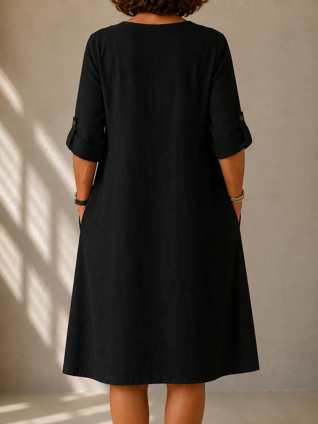 Agnès Paris | Robe Droite Manches Retroussées Pauline