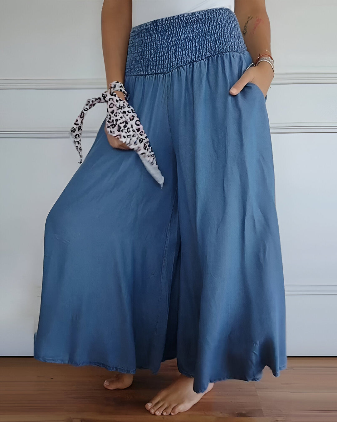 Agnès Paris | Pantalon large pour femme avec taille smockée