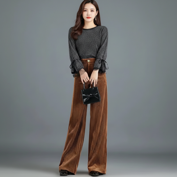Agnès Paris | PANTALON EN VELOURS TRICOTÉ TAILLE HAUTE POUR FEMME