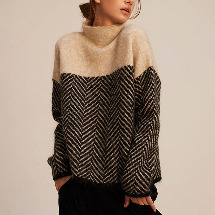 Agnès Paris | Pull Col Montant Chevrons Mathilde