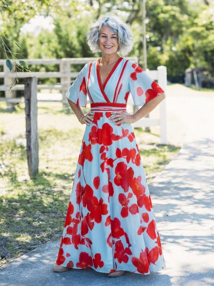 Agnès Paris | Robe Maxi Fleurie à Manches Corinne