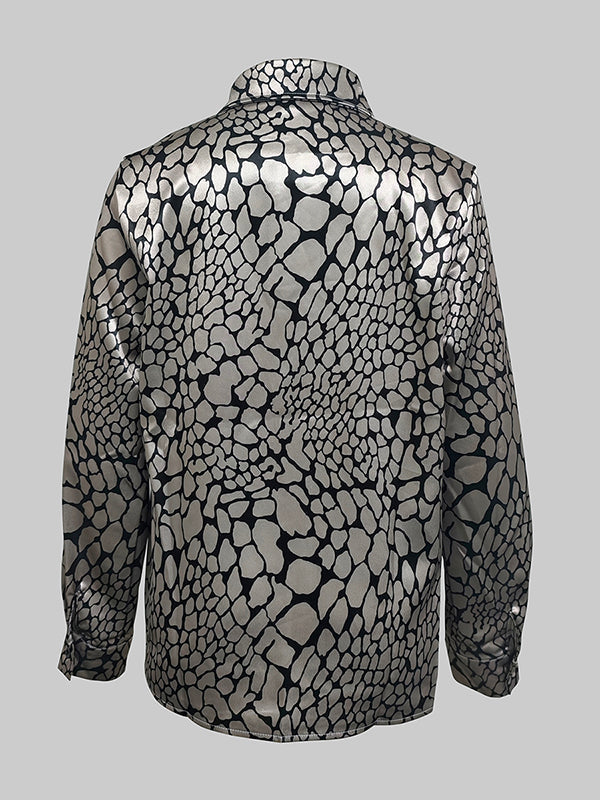 Agnès Paris | CHEMISIER EFFET SATIN À MOTIF ARTISTIQUE