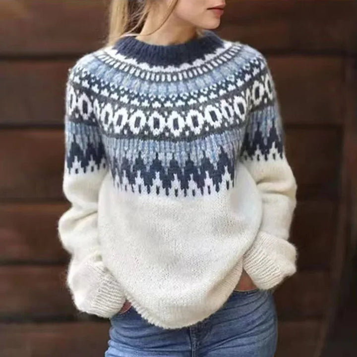 Agnès Paris | Pull Maille Écru Empiècement Marine Pauline