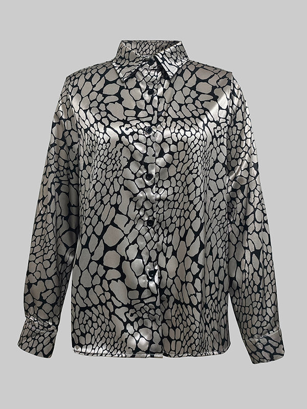 Agnès Paris | CHEMISIER EFFET SATIN À MOTIF ARTISTIQUE