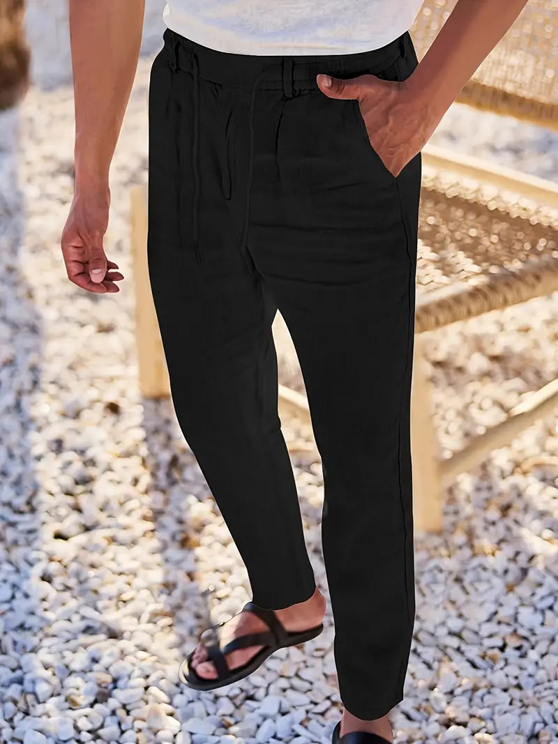 Agnès Paris | PANTALONS LARGES EN LIN AVEC CORDON