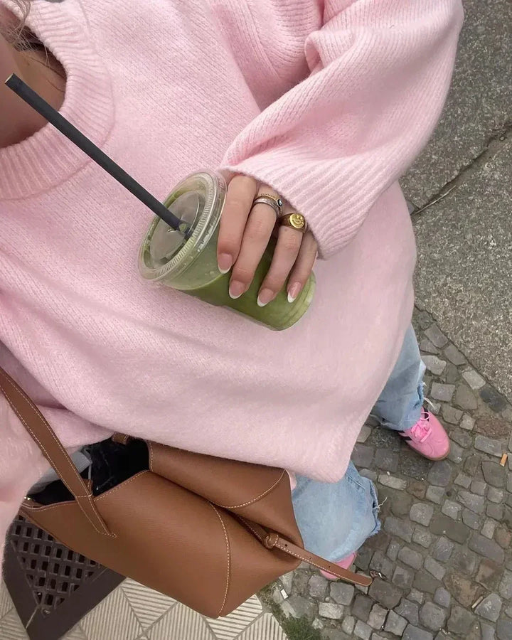 Agnès Paris | PULL ROSE À MANCHES LONGUES
