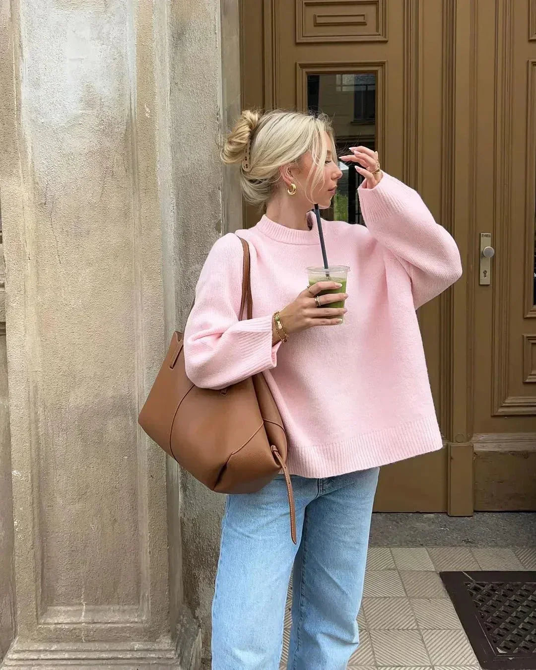 Agnès Paris | PULL ROSE À MANCHES LONGUES