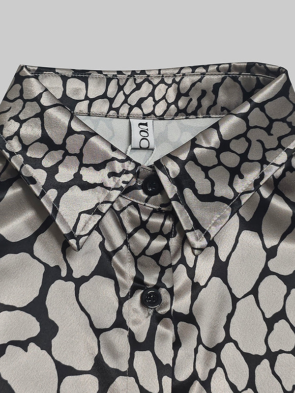 Agnès Paris | CHEMISIER EFFET SATIN À MOTIF ARTISTIQUE