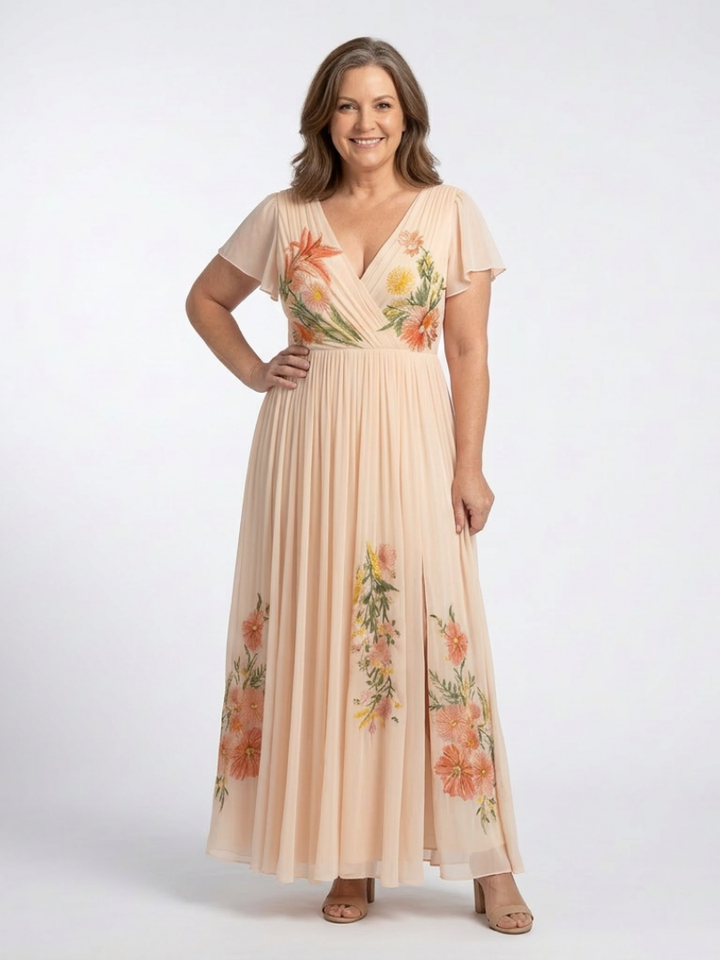 Agnès Paris | Robe Maxi Florale Plissée à Manches Calista