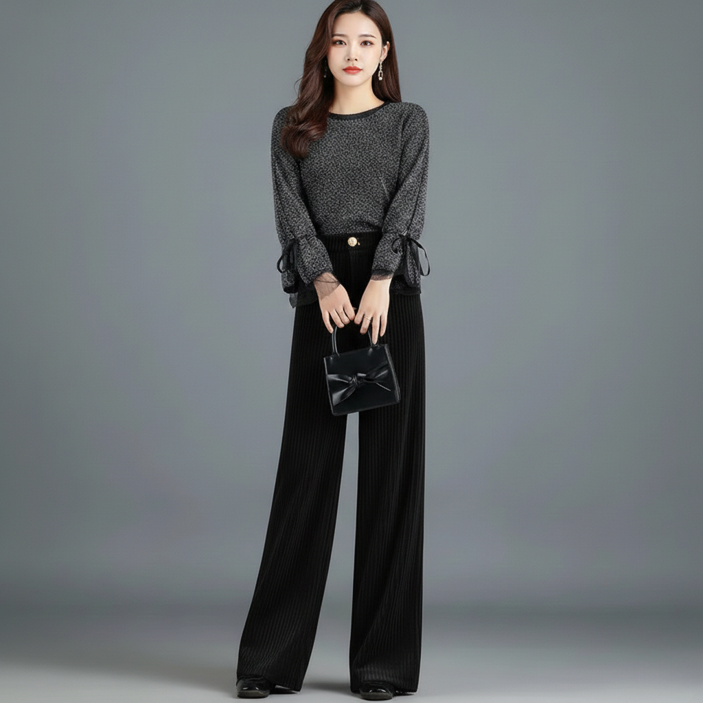 Agnès Paris | PANTALON EN VELOURS TRICOTÉ TAILLE HAUTE POUR FEMME