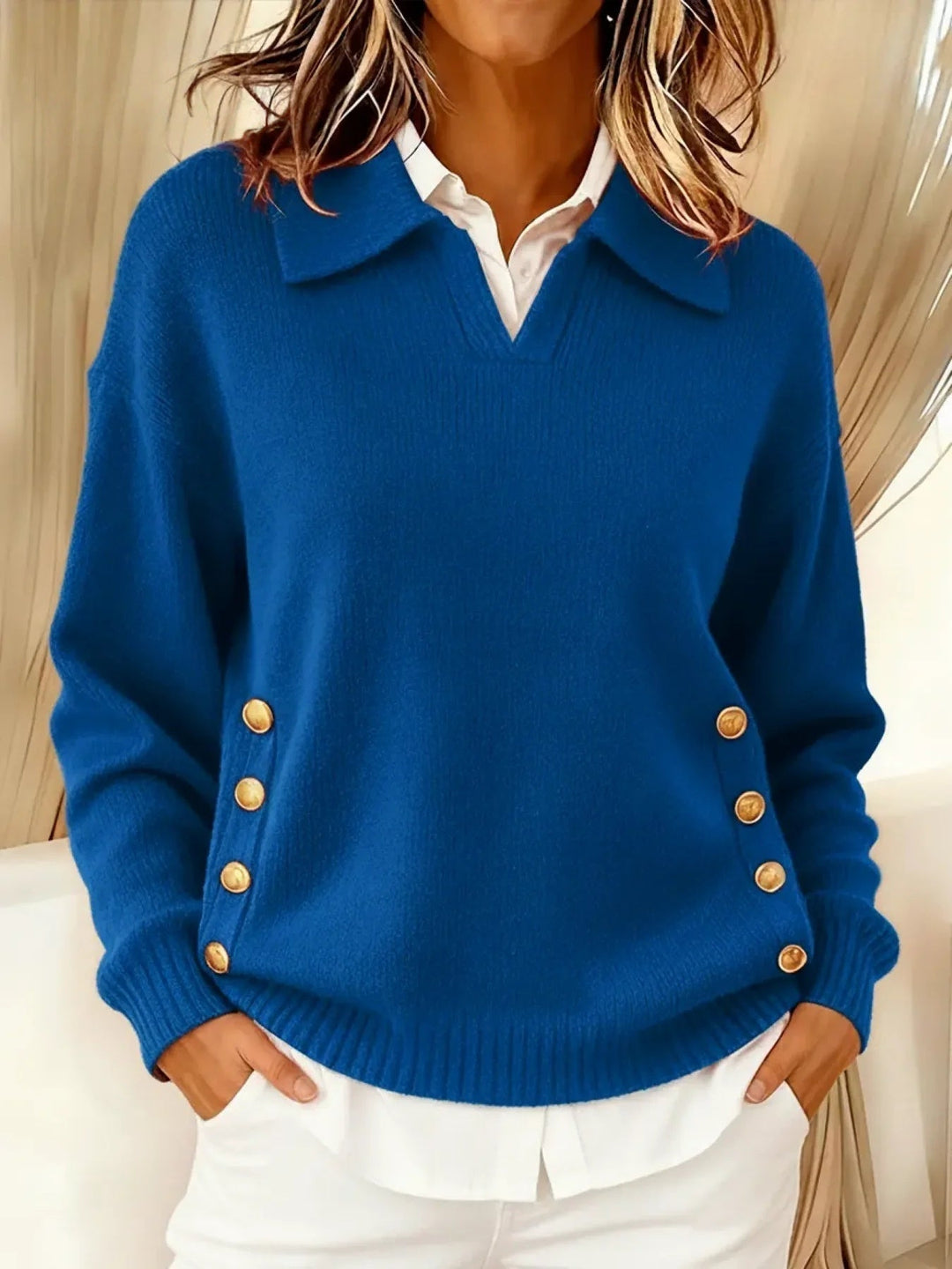 Agnès Paris | Pull Col Polo Boutons Dorés Aveline