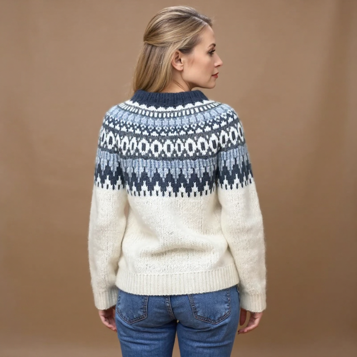 Agnès Paris | Pull Maille Écru Empiècement Marine Pauline
