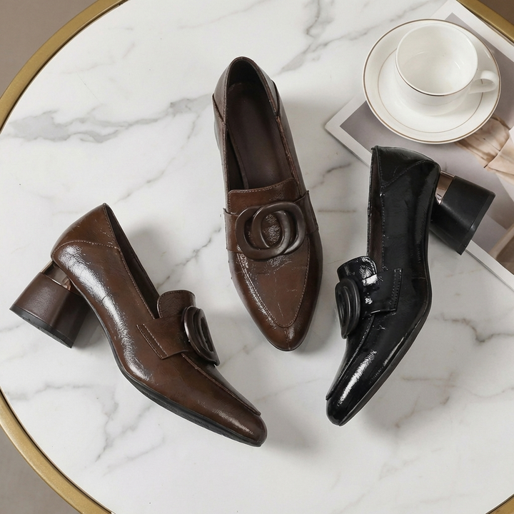 Agnès Paris | Mocassins à Talon et Ornement Élise