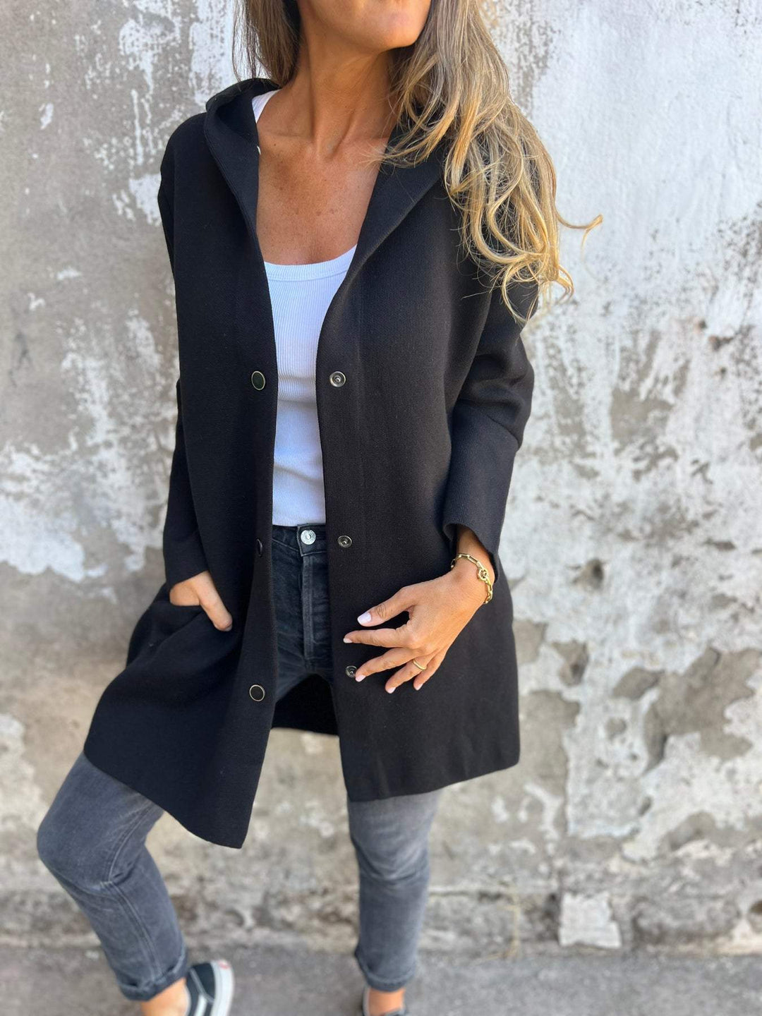 Agnès Paris | GILET LONG CHIC AVEC CAPUCHE