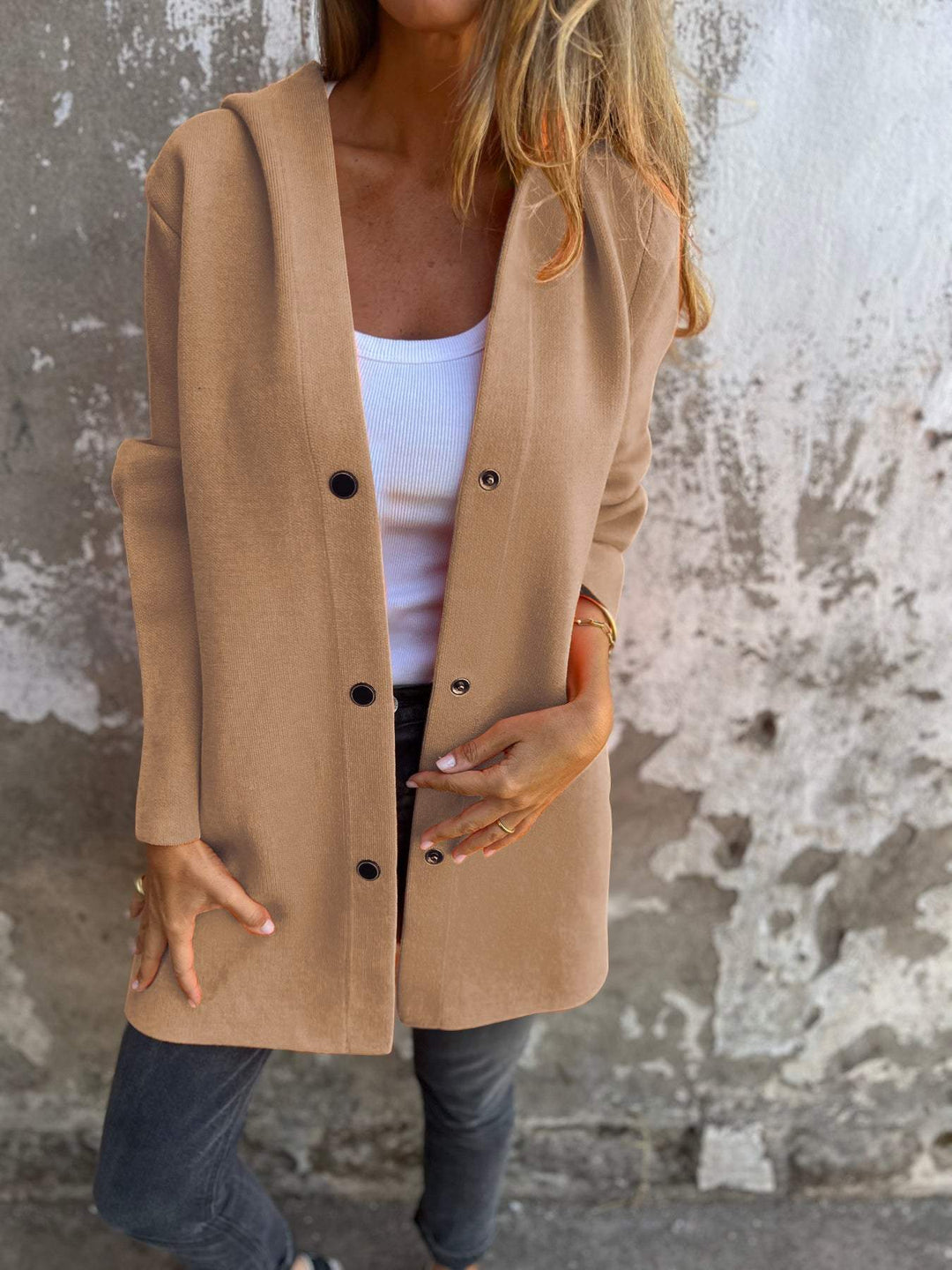 Agnès Paris | GILET LONG CHIC AVEC CAPUCHE