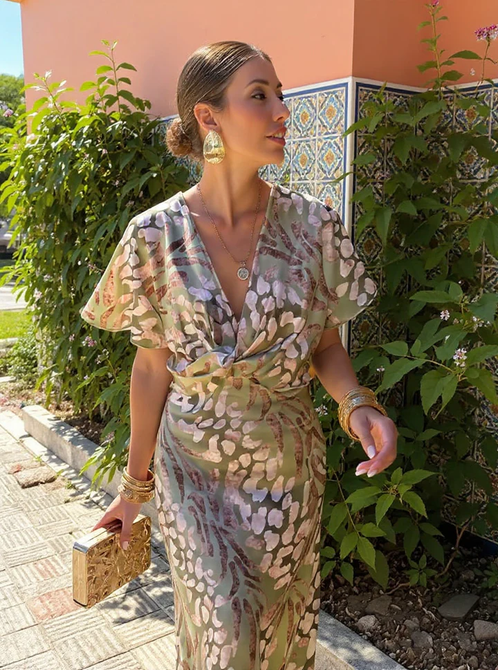 Agnès Paris | Robe Mi-Longue Imprimée Cuivrée Amélie
