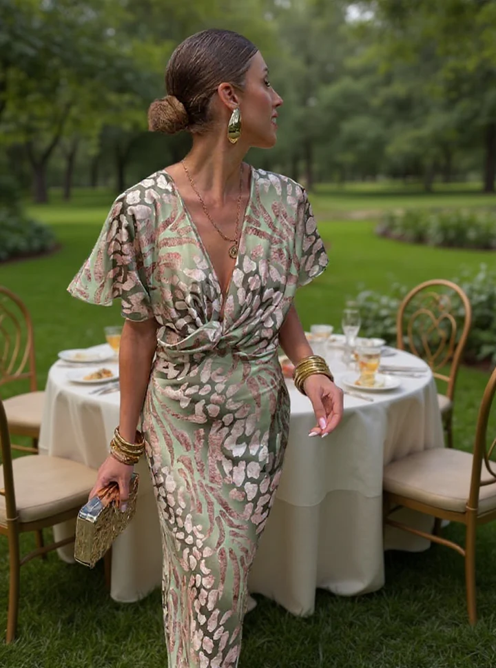 Agnès Paris | Robe Mi-Longue Imprimée Cuivrée Amélie