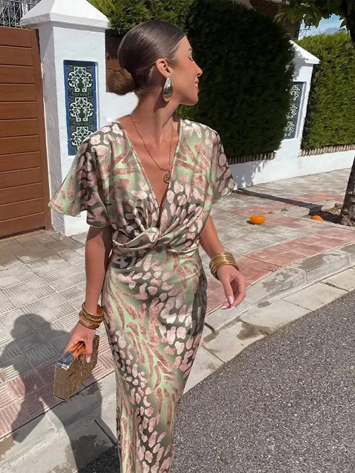 Agnès Paris | Robe Mi-Longue Imprimée Cuivrée Amélie