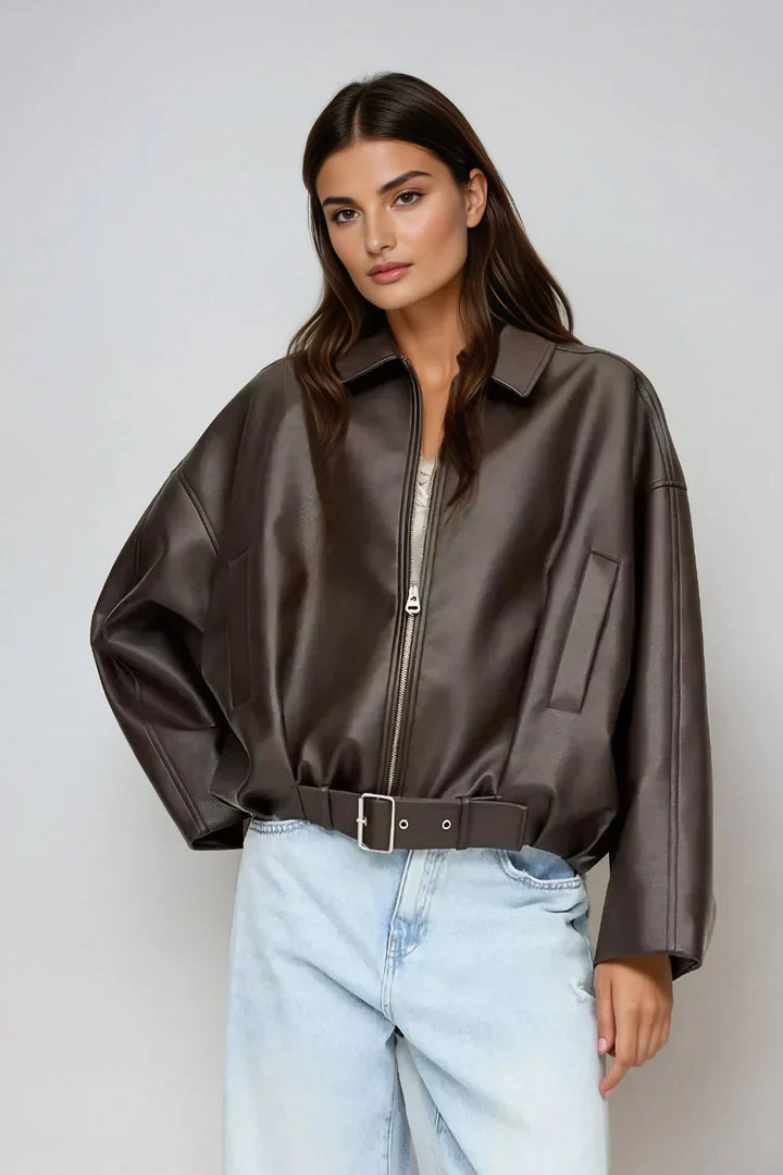 Agnès Paris | VESTE EN CUIR MARRON