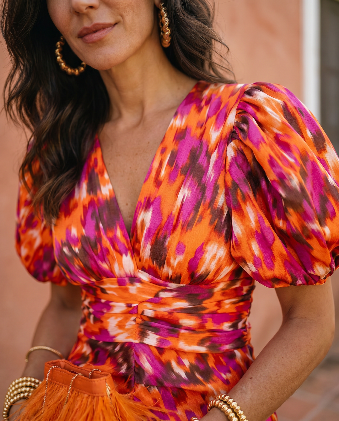 Agnès Paris | Robe Mi-Longue Fleurie Manches Bouffantes Aveline