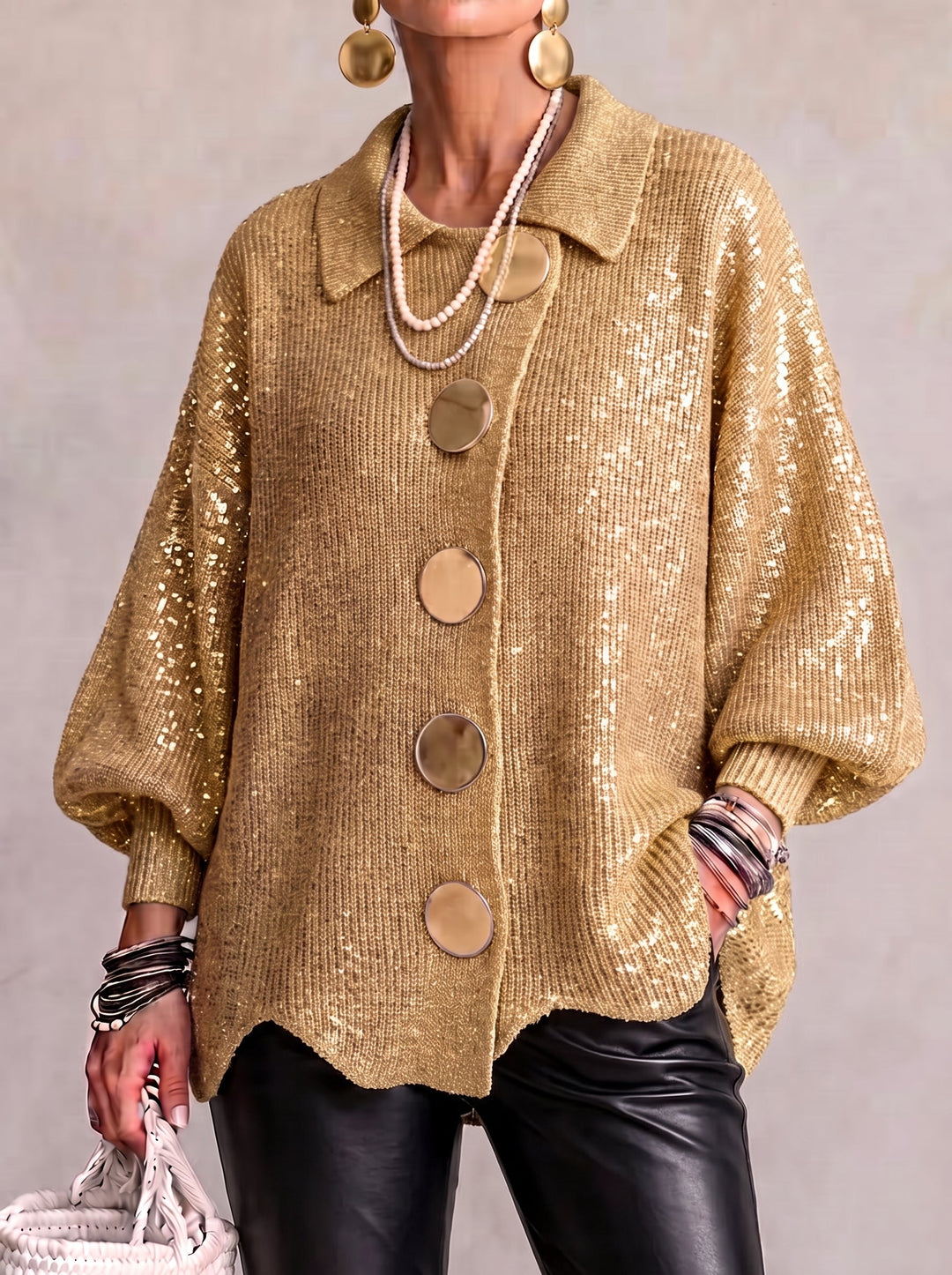 Agnès Paris | Gilet Oversize Boutons Dorés Manon