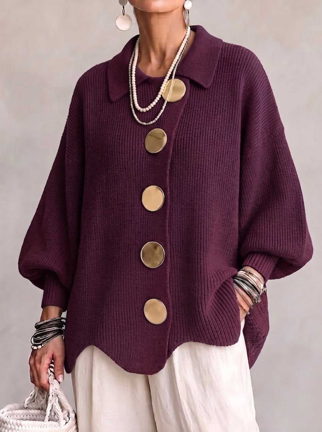 Agnès Paris | Gilet Oversize Boutons Dorés Manon