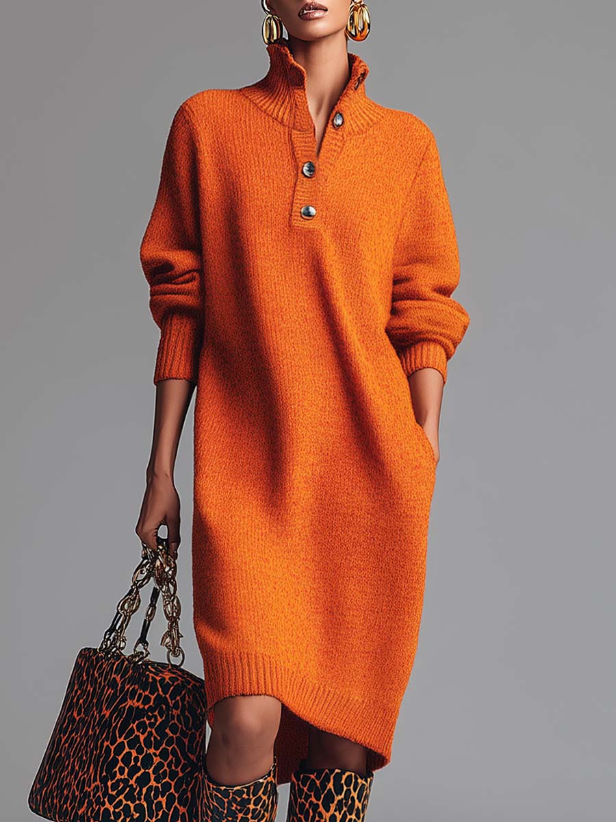 Agnès Paris | ROBE PULL À COL BOUTONNÉ