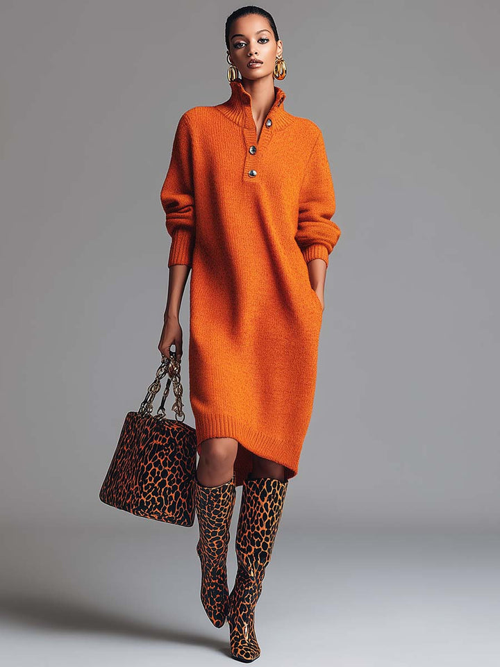 Agnès Paris | ROBE PULL À COL BOUTONNÉ