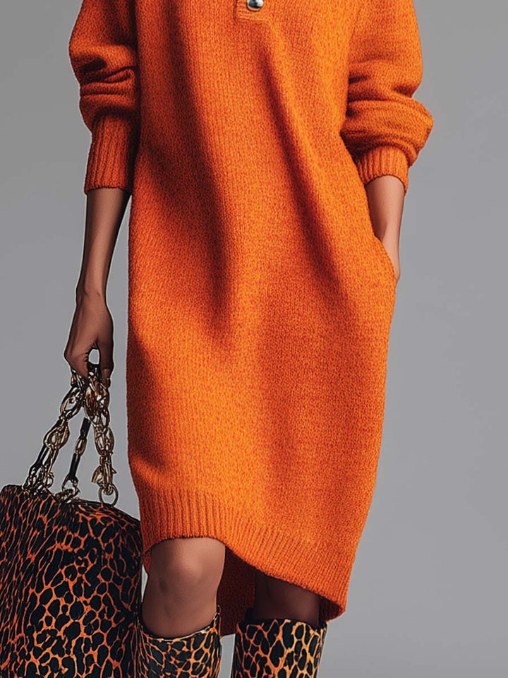 Agnès Paris | ROBE PULL À COL BOUTONNÉ