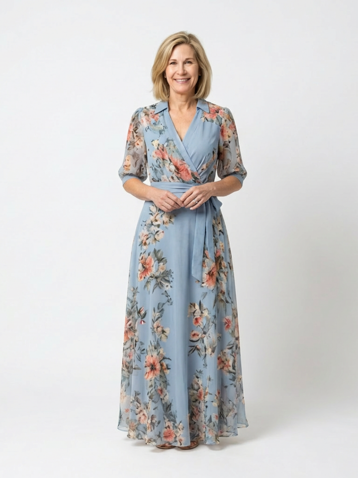 Agnès Paris | Robe Maxi à Enveloppe à Col en V Floral Camille