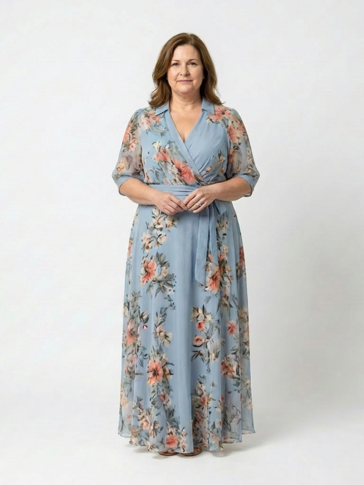 Agnès Paris | Robe Maxi à Enveloppe à Col en V Floral Camille