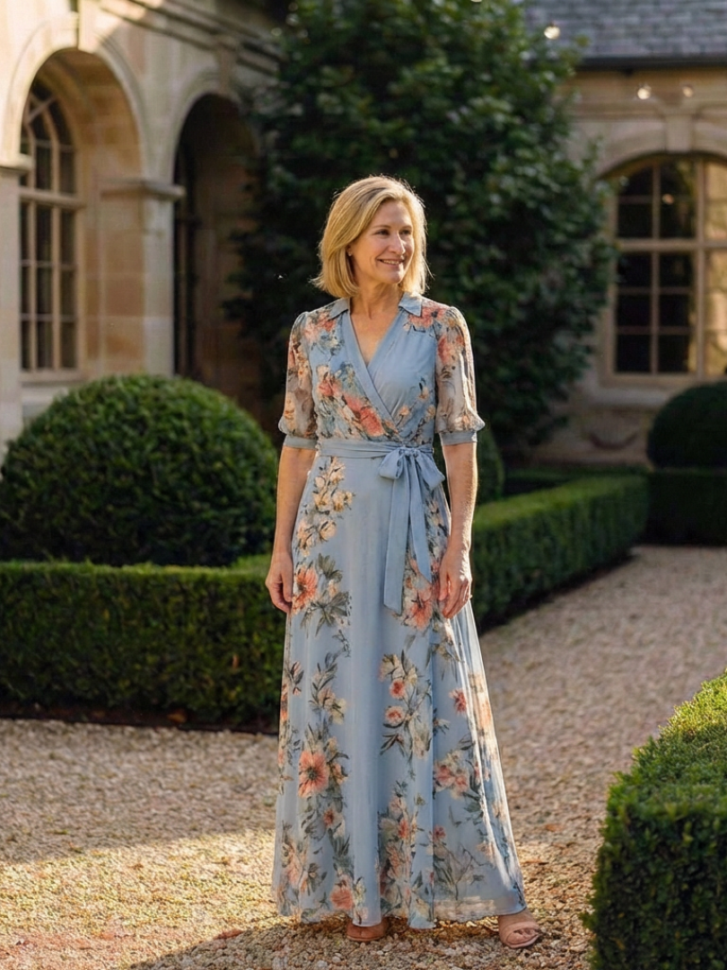 Agnès Paris | Robe Maxi à Enveloppe à Col en V Floral Camille