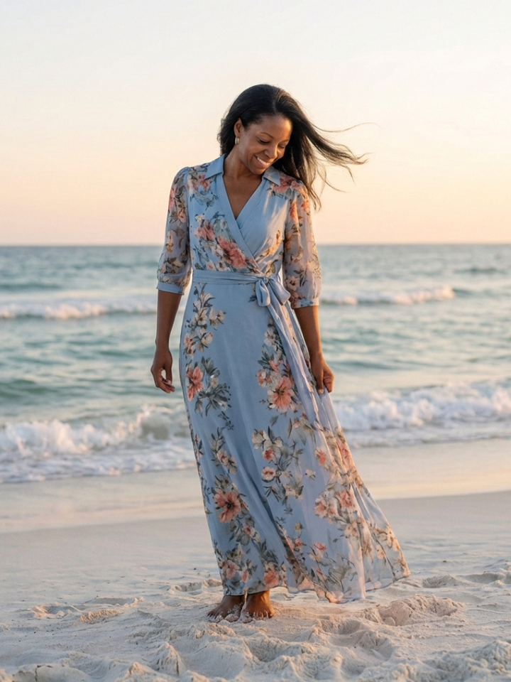Agnès Paris | Robe Maxi à Enveloppe à Col en V Floral Camille