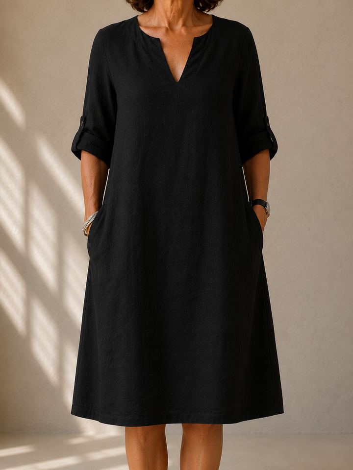 Agnès Paris | Robe Droite Manches Retroussées Pauline